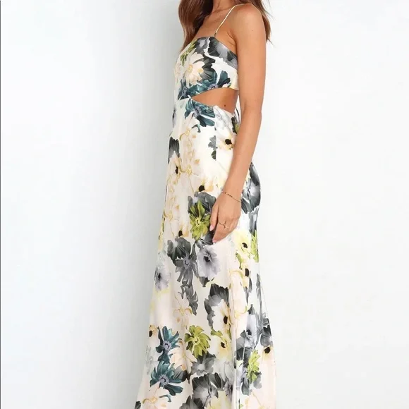 Petal & Pup White Floral Maxi Dress with Green Accents - Picture 9 of 11